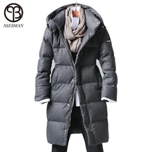 Asesmay Новое поступление белая куртка на гусином пуху мужские зимние пальто повседневный толстый пуховик wellensteyn толстовки мужские пуховики
