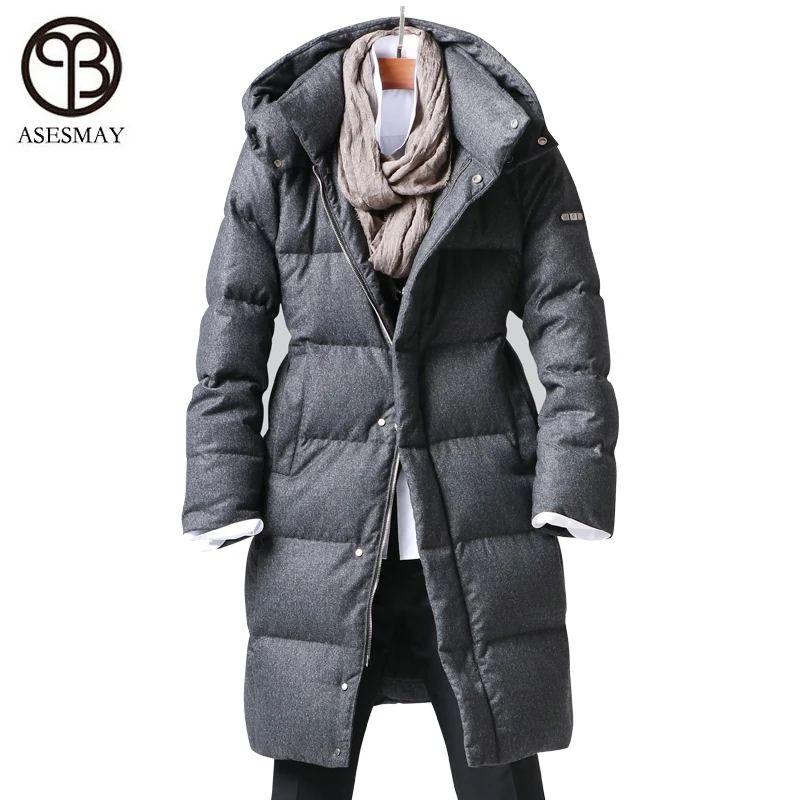 

Asesmay New Arrival white goose down jacket men's winter coats casual thick feather parkas wellensteyn hoodies male down jackets