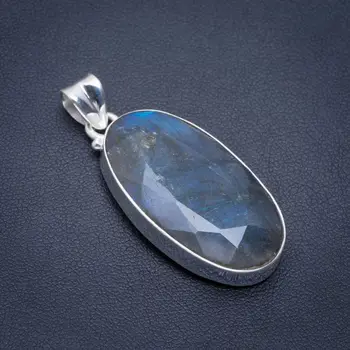 

Natural Blue Fire Labradorite Handmade Unique 925 Sterling Silver Pendant 1.75" A1620