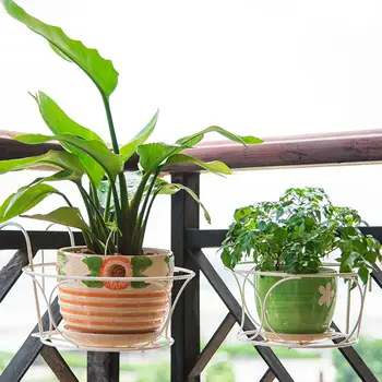 

Balcony Railing Flower Holder Shelf Iron Beautiful Adjustable Anti-rust Chic Flower Rack
