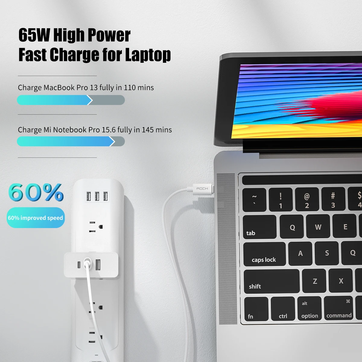 Зарядное устройство ROCK сетевое с 3 USB портами 65 Вт QC 4 0|Зарядные устройства| |