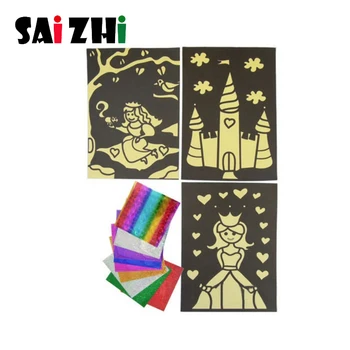 

Saizhi Diy Colored laser stickers puzzle cards Paper crafts Early learning educational toys Kindergarten crafts Handmade toys