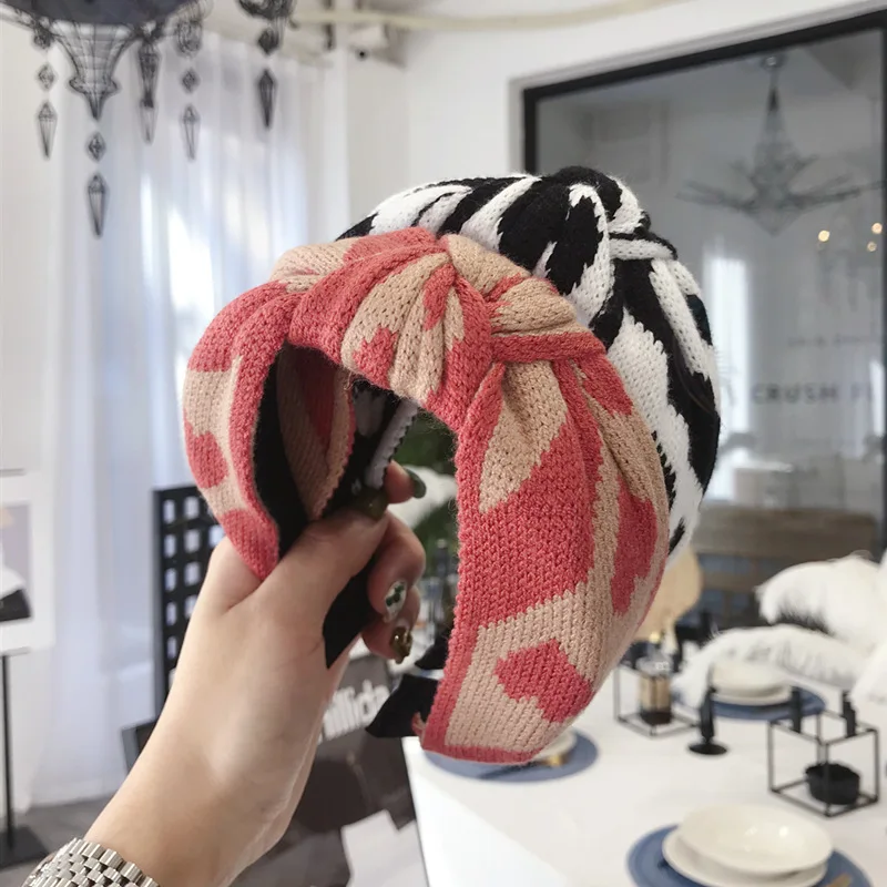 Ins/милые женские повязки на голову с широким узлом и принтом Love, аксессуары для волос, Корея, повязки на голову с цветами