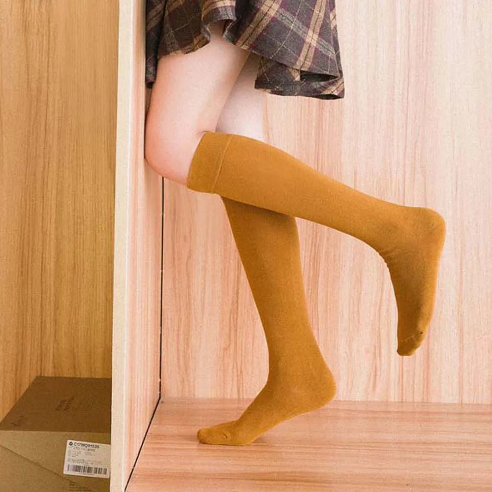 Autumn Winter Calf Socks Women Japanese Korea Half-legged Pile Socks Solid Color High Elastic Socks