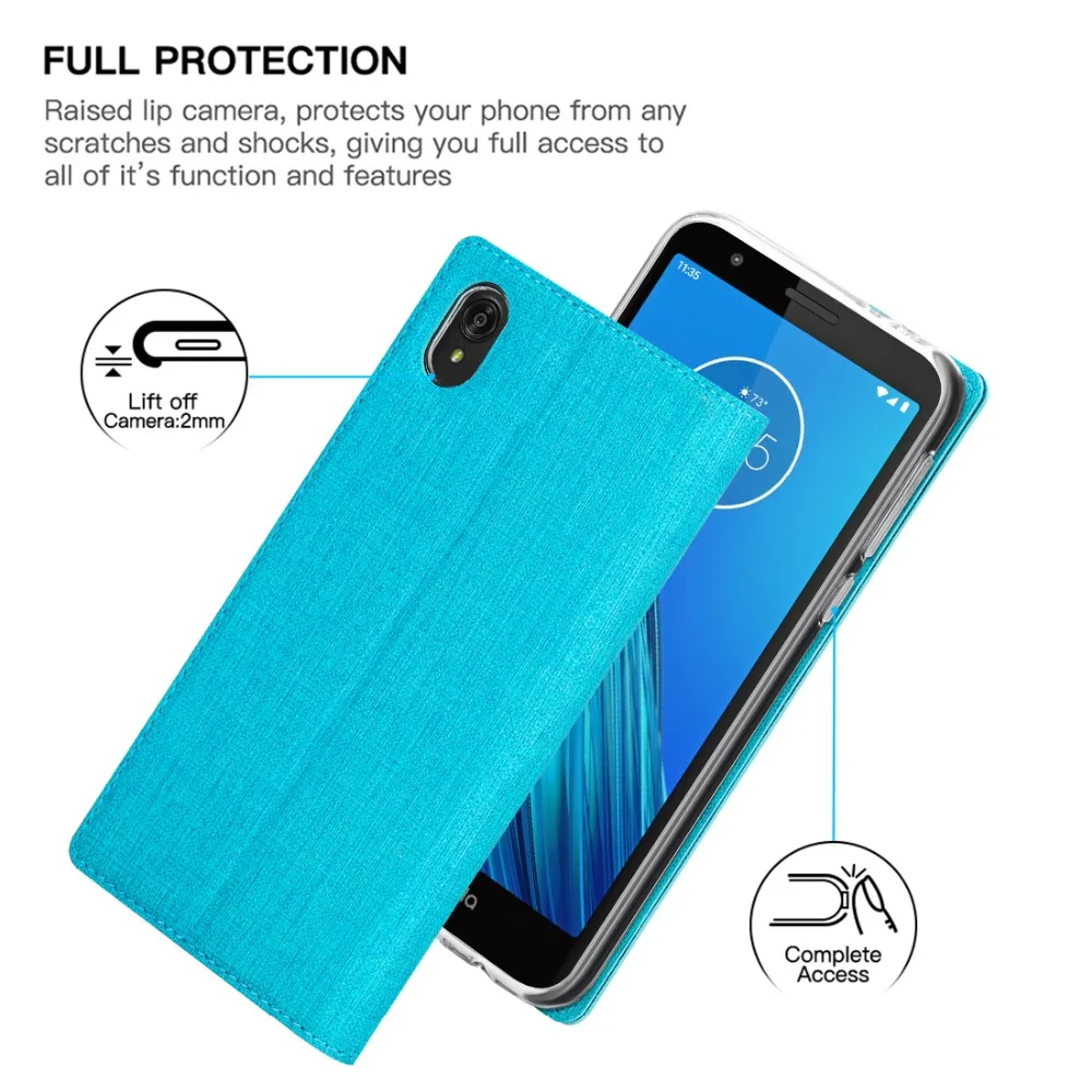 Для Motorola Moto E6 Чехол Кожаный Фолиант раскрывающийся чехол с подставкой и кредитными слотами для Moto E6
