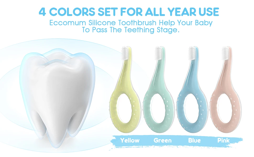 4PCS Silicone Baby Toothbrushes Training Toothbrush with Soft Durable
