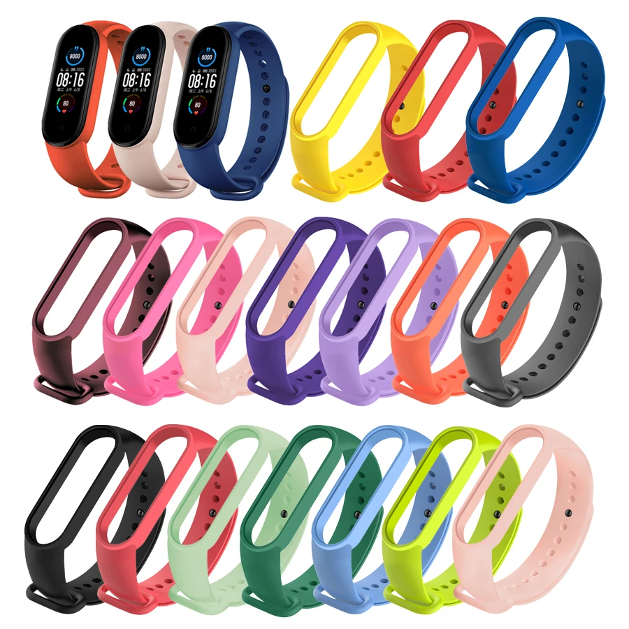 Силиконовый браслет для Xiaomi MiBand 5 6 ремешок спортивные красочные часы Mi Band Correa