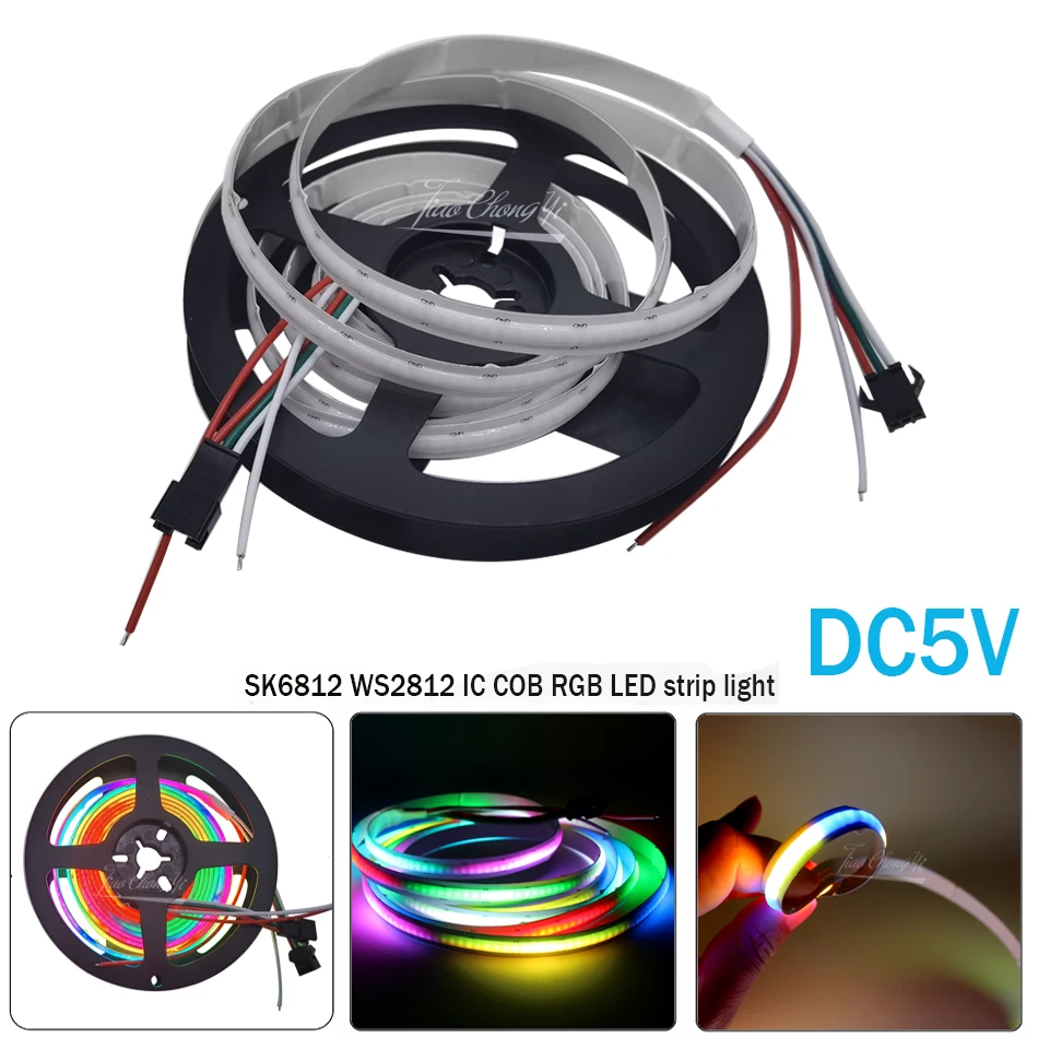 

SK6812 WS2812 DC5V COB/FOB RGB Dream Color Magic Digital Addressable LED strip High Density No spot Flexible 332leds/m