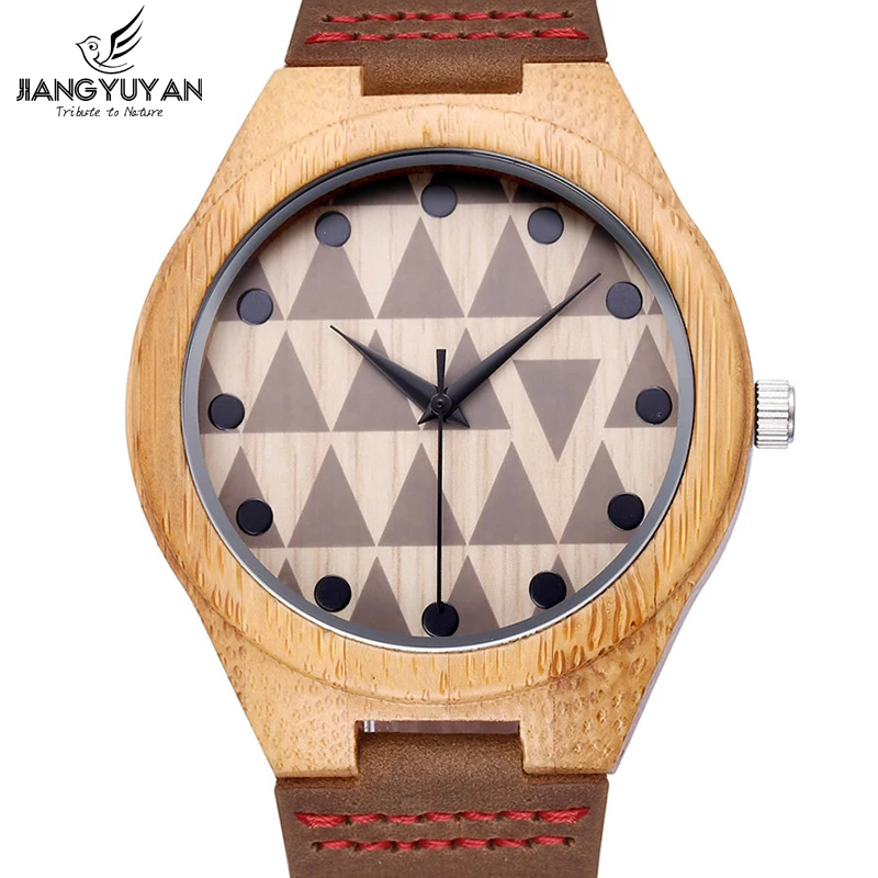 Best Bamboo 100% Natural Wooden Case Genuine Leather Strap Watches Men Fashion Retro Analog Quartz Watch Clock Gift relogio | Наручные