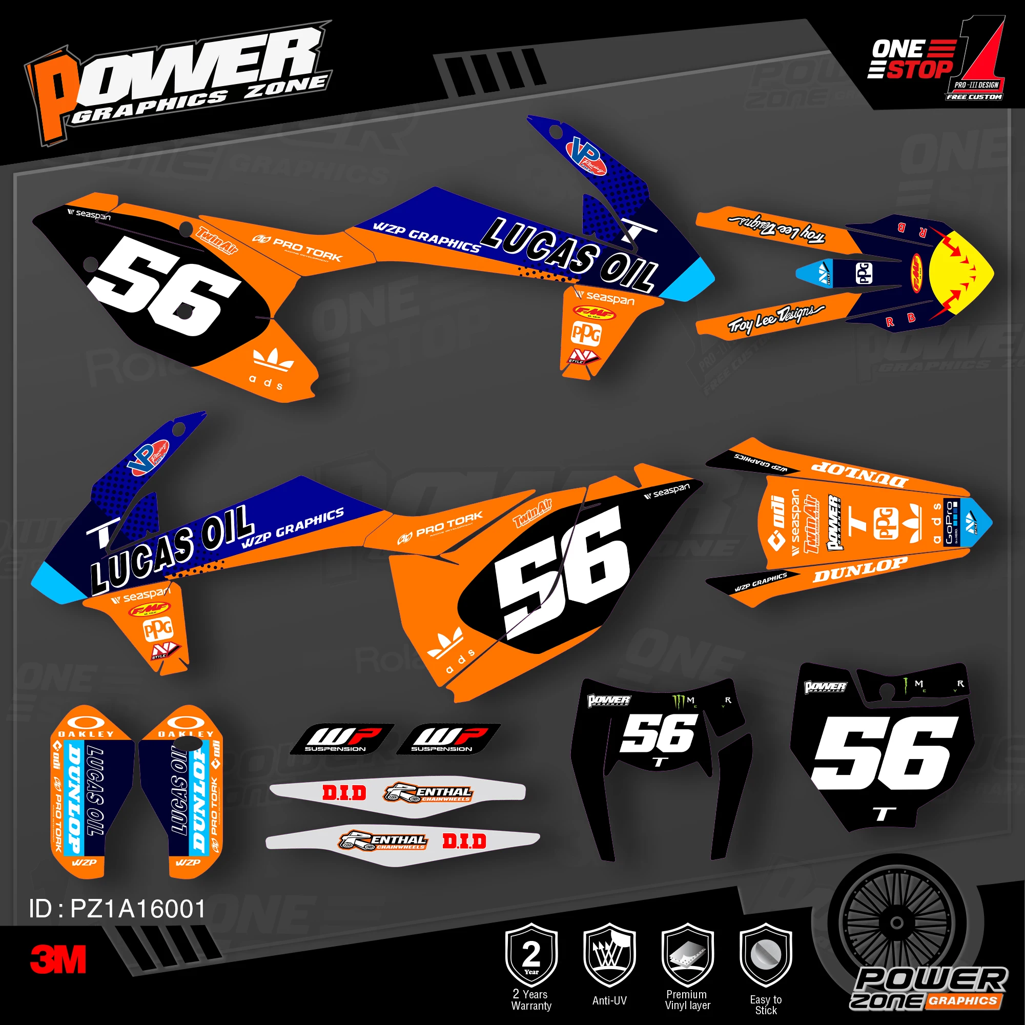 PowerZone Custom Team Graphics деколи для фона 3 м Набор наклеек KTM SX SXF MX 16 18 EXC XCW Enduro 17 19 125 до 500cc