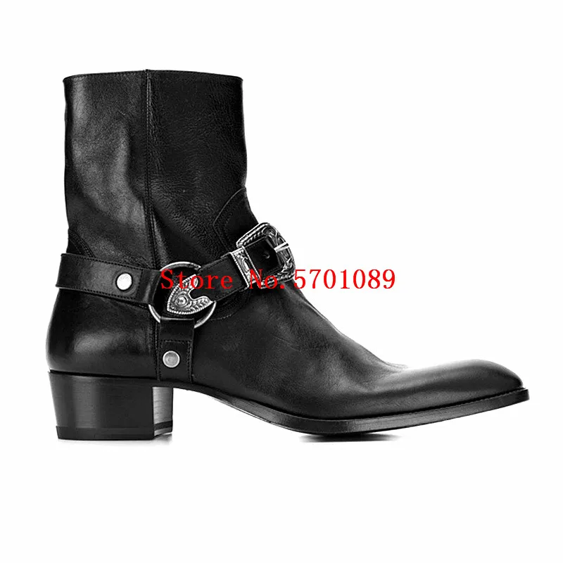 

Black Leather Wyatt Boots Buckle Wyatt Western Buckle Leather Boots Genuine Leather Buckle Strap Kanye West Chelsea Boots Shoes