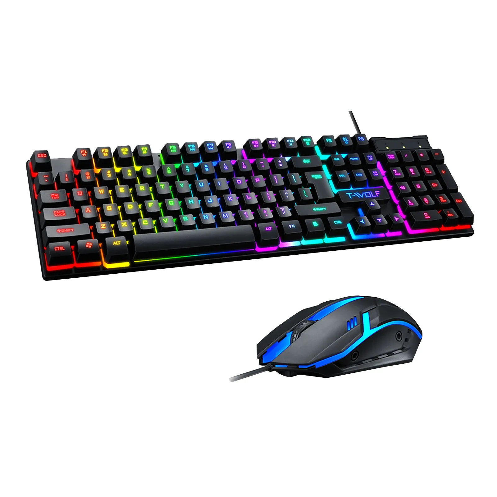 Fashion TF200 Rainbow Backlight Usb Ergonomic Gaming Keyboard and Mouse Set Gaming keyboard Wired Gaming Mouse Kit 104 Keycaps