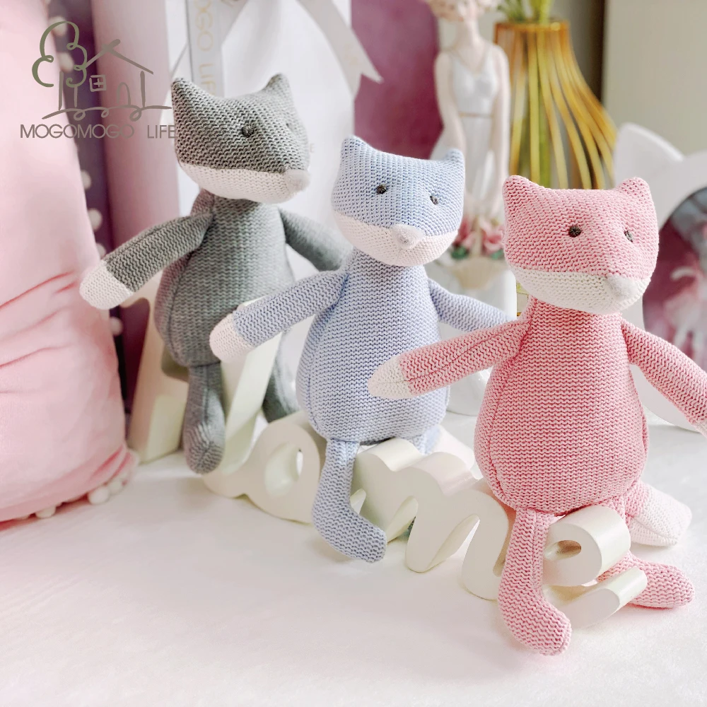 Luxury 19cm Cartoon Fox Stuffed Animal Toys Blue Crotchet Doll for Baby Boy  Infant Sleep Snuggler Toys Birhtday Gift