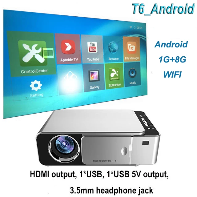 UNIC, новинка, T6, полный проектор 1080 P, Android, wifi, 3500 люмен, домашний кинотеатр, проектор, Поддержка AirPlay DLNA Miracast Proyector - Цвет: T6 Android Silver