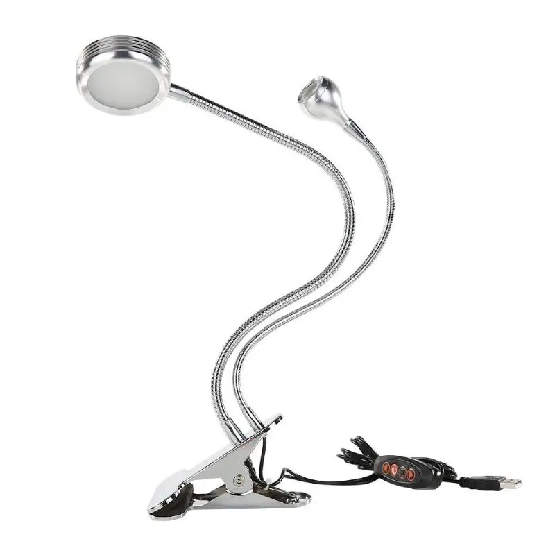 Светодиодная настольная лампа 5 Вт USB Регулируемая яркость гибкий зажим для