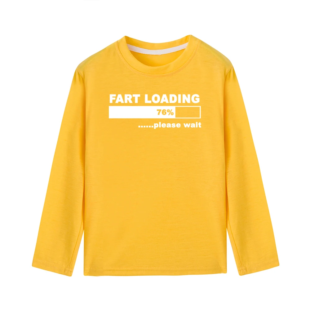 Fart Loading/76% г. Забавная детская футболка с надписью «Пожалуйста, подождите» модные детские футболки с длинными рукавами Повседневные футболки для маленьких мальчиков и девочек, топы, костюмы - Цвет: 51G7-KLTYE-