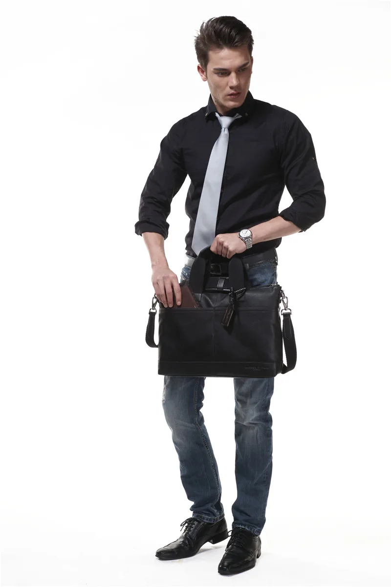 Деловой стиль, мужской большой портфель из натуральной кожи, сумка с ручкой сверху, настоящая воловья кожа, Мужская Одиночная сумка через