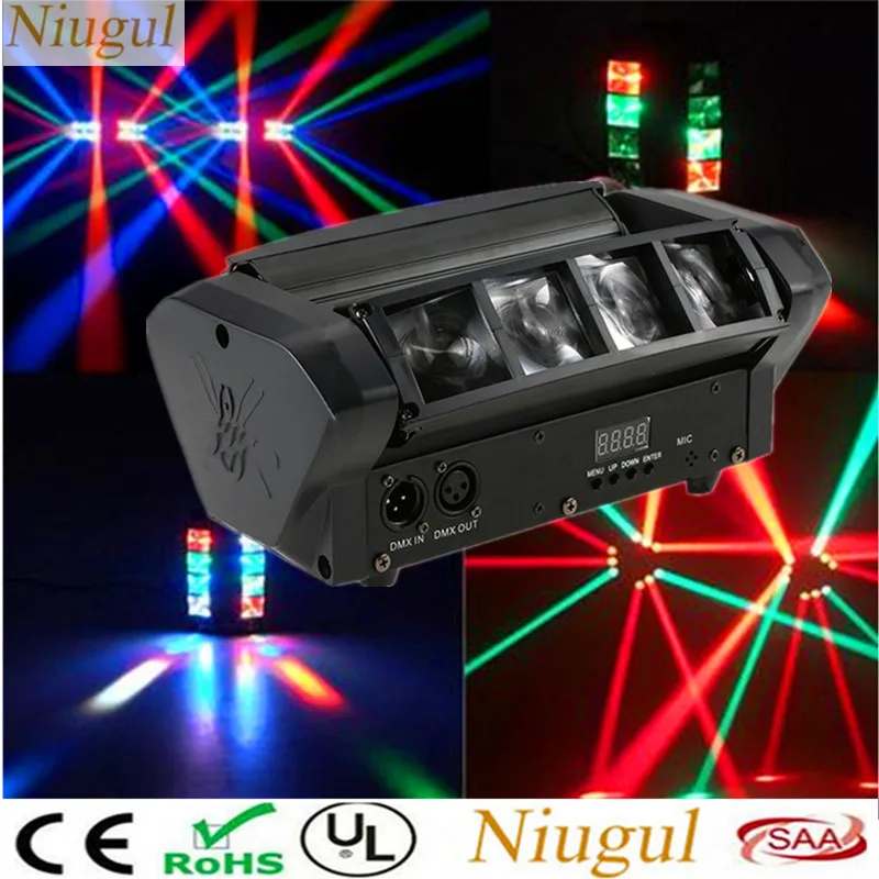

Professional 8X10W Mini LED Spider Light DMX512 RGBW LED Beam Moving Head Light/The Spot Scene Xmas Holiday Lights DJ Equipments
