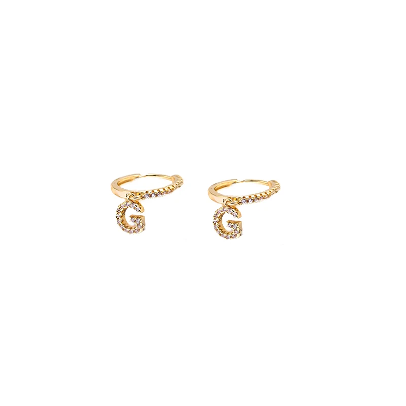 925 пробы серебряные серьги для женщин, серьги-кольца с цирконом, золотые маленькие серьги для пирсинга, серьги с подвеской в виде буквы R5