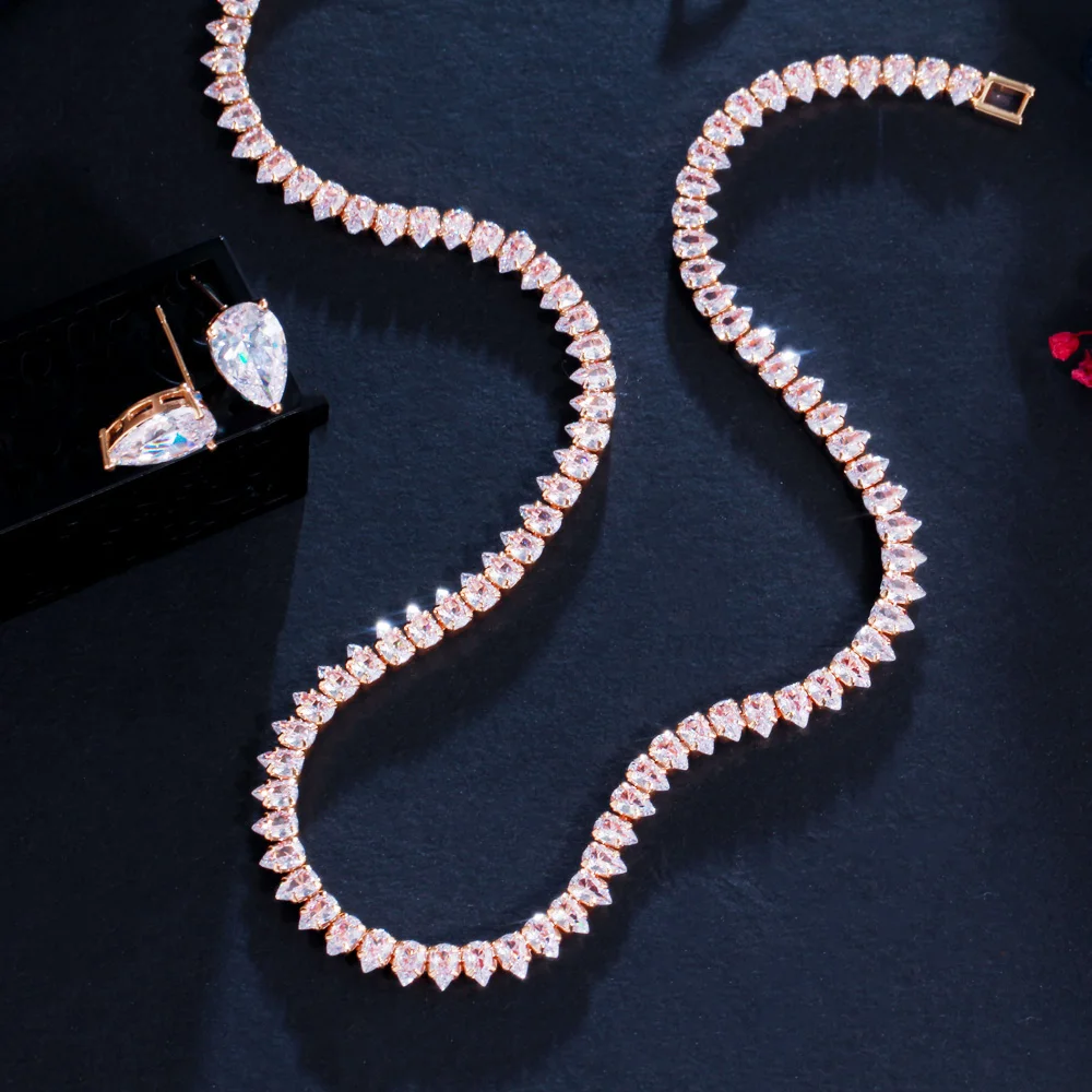 Bridal Jewelry Sets CWWZircons Gorgeous Cubic Zirconia White Gold Color Round Wedding Bridal Necklace Earrings Party Jewelry Set For Brides T567