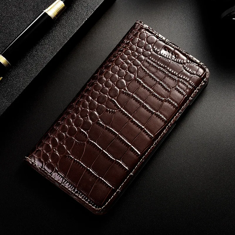 

Crocodile Genuine Leather Case For Huawei Honor 6a 6x 6c pro Case Flip Cover Wallet Phone Shell