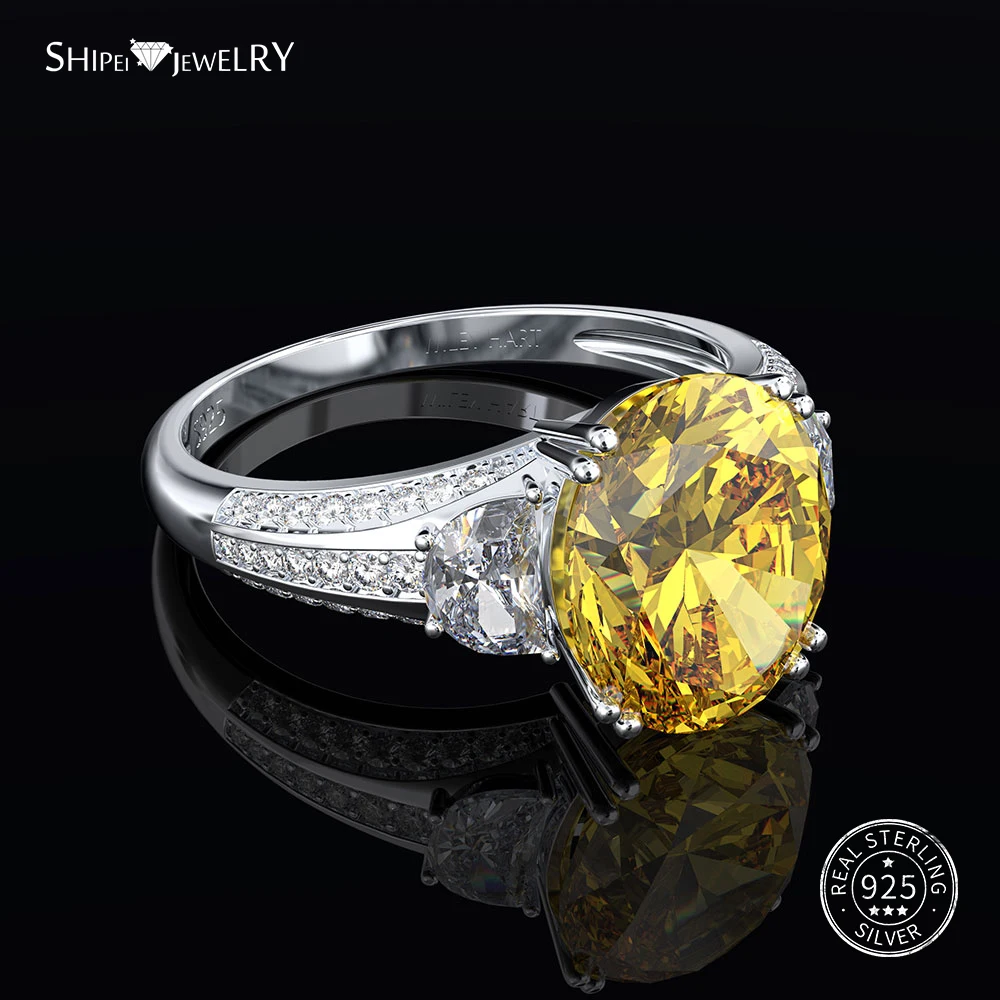 Shipei кольцо из белого золота с муассанитом женское 925 пробы Серебряное кольцо с драгоценным камнем Цитрин обручальное кольцо