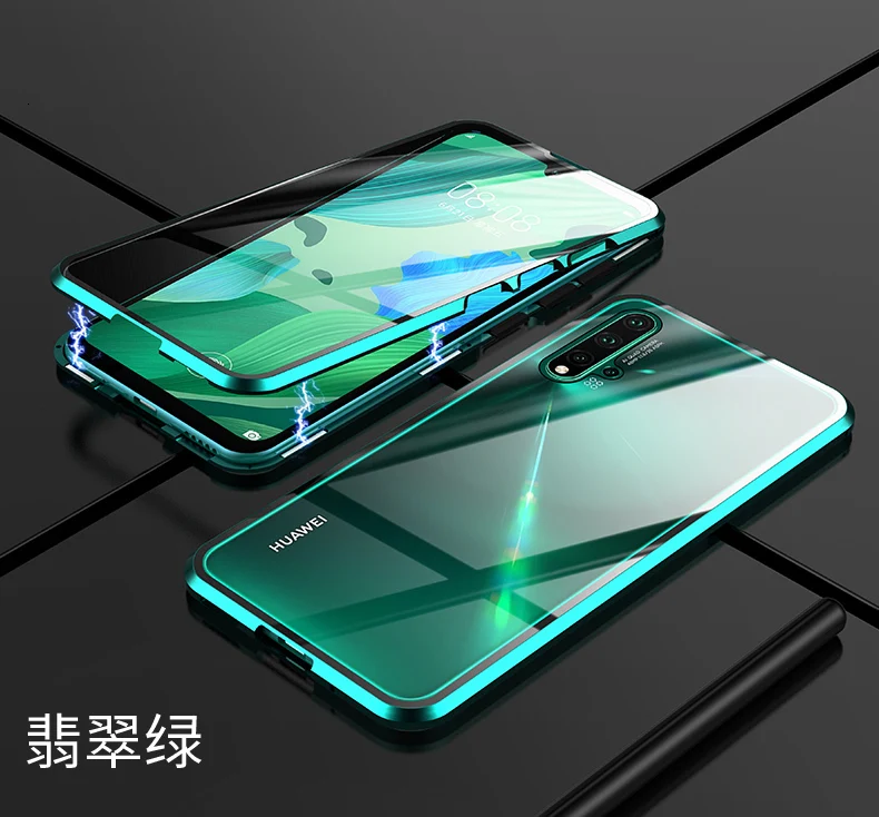 green Для huawei P30 чехол роскошный чехол Бампер Жесткий 360 Защитный корпус металлический бампер для huawei P30 Lite Pro Двойной магнит рамка Броня - Цвет: green