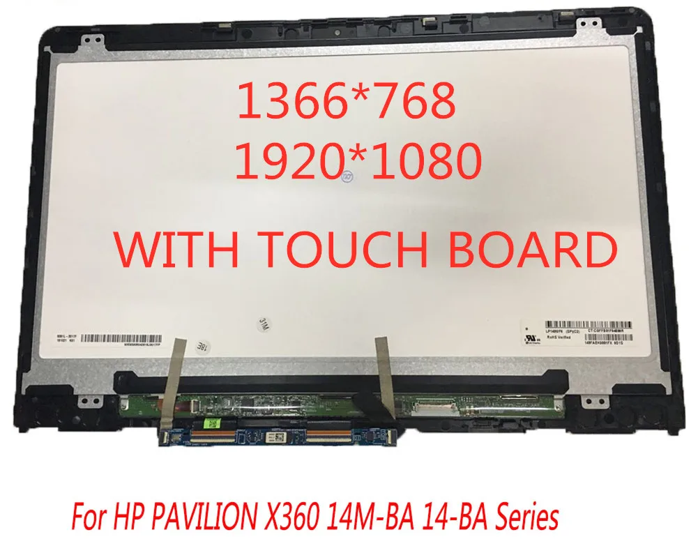 1" FHD ЖК-дисплей с сенсорным экраном для hp PAVILION X360 14M-BA 14-ba серия светодиодный экран Замена 1920*1080/1366*768