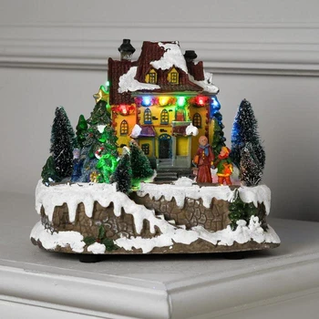 Verlichte Beeldje "Nieuwe Jaar 'S Stad" 20X16X18 Cm, 8 Led, aa * 3 En Usb, Multi 4357380 Garland Voor Home Home Decor Decoratie