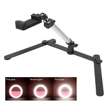

Hot Table Phone Live Bracket Down Shot Photography Video with Fill Light 5600k Bluetooth Remote Control Smartphone Clip Kit