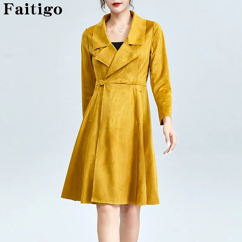 

Trench Coat For Women Autumn Winter Solid Fashion Casual Plus Size Simple Classic Chic Long Trench Coat Office Overcoat Femme