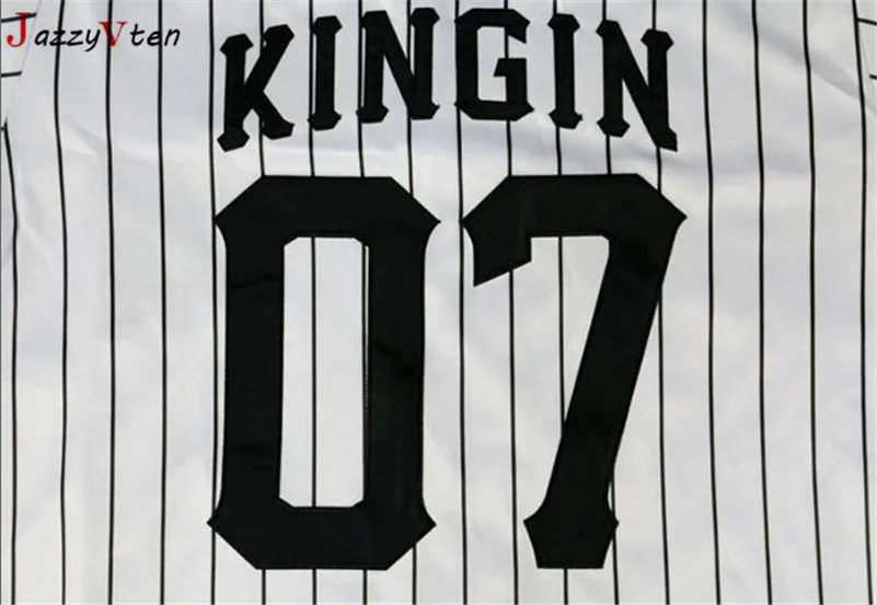 Movie jerseys Men 07# Kingin LK Baseball Jersey Whtie street hiphop baseball jerseys