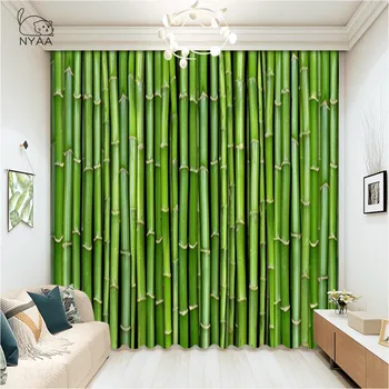 

Bamboo Curtains Tall Bamboo Stems Leaves Oriental Nature Wood Natural Zen For Living Room Bedroom Ultra-thin Micro Shading