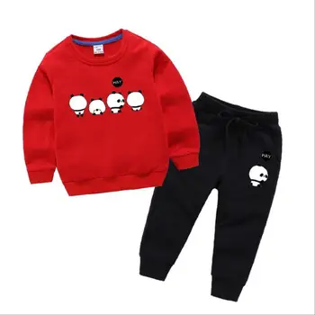 

2019 autumn boys and girls wear sweater set children's cartoon long-sleeved T-shirt + sweatpants two-piece suit