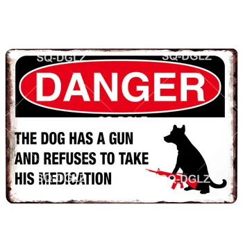 

Danger Dogs Metal Sign Plaque Metal Vintage Decor Pub Bar Decoration Pet Tin Sign Plates Warning Poster Home Decor