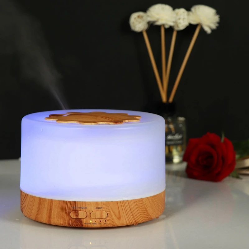 500Ml Ultrasonic Air Humidifier Led Light Wood Grain Essential Oil Diffuser Aromatherapy Mist Maker Au Plug