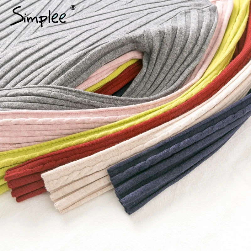 Simplee водолазка Женский вязаный пуловер свитер осень зима длинный рукав женский