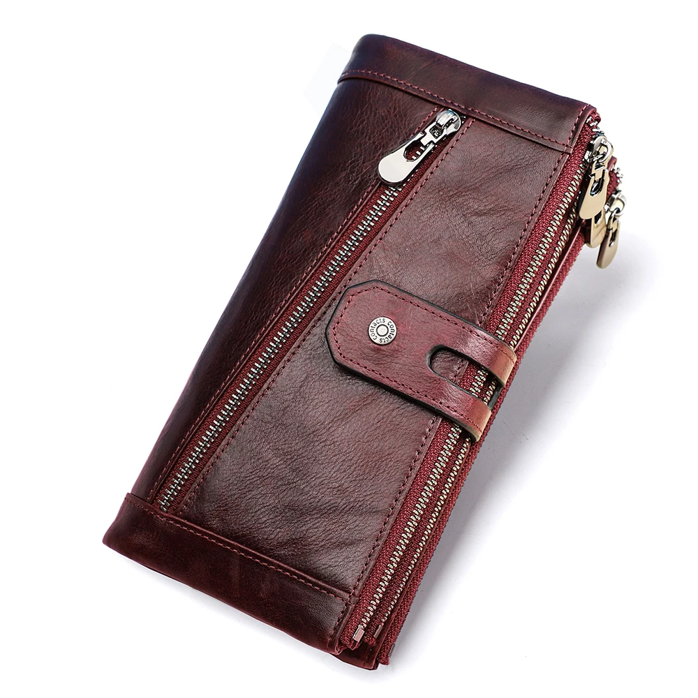 연락처 여성 지갑 여성용 클러치 정품 가죽 지갑 여성용 긴 지갑 전화 포켓 지퍼 동전 지갑 카드 홀더 