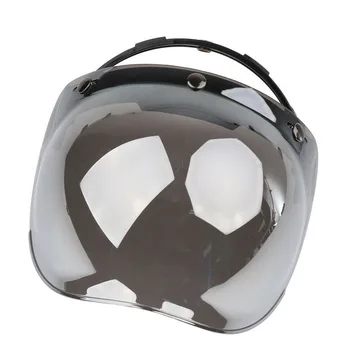 

3 Snap Motorcycle Helmet Vintage Universal Riding Anti Fog Flip Up With Bracket Scratch Resistant Open Face Bubble Visor