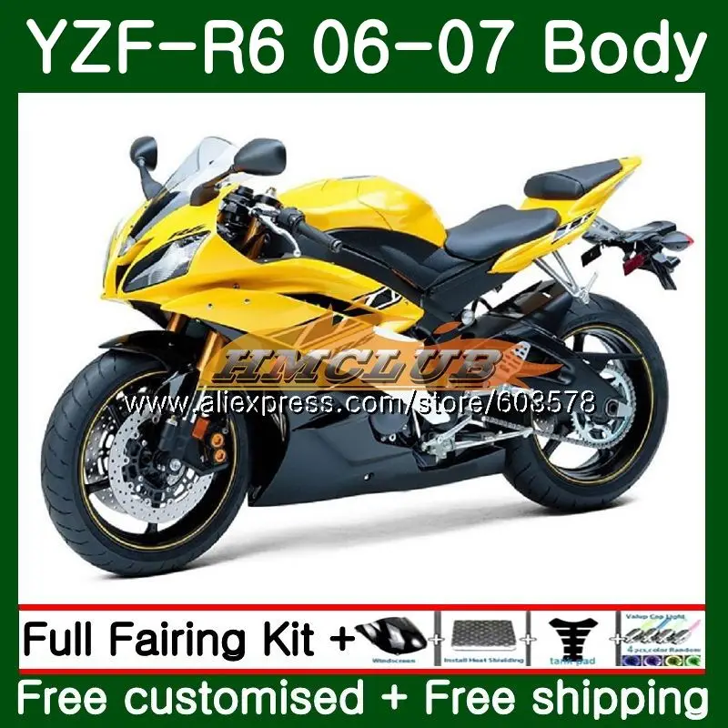 Средства ухода за кожей для YAMAHA YZF R 6 YZF-600 YZF-R6 2006 2007 комплект 56CL. 0 YZF R6 600CC YZF 600 06 07 YZF600 YZFR6 06 07 обтекатель желтого и черного цвета