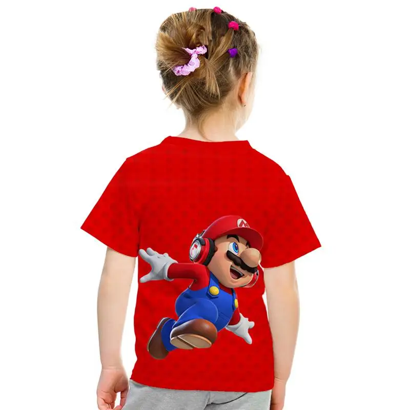 Новинка года; детская футболка в стиле Харадзюку футболка с 3d принтом «Супер Марио» для мальчиков и девочек с героями мультфильмов летние модные детские топы с короткими рукавами