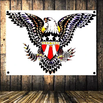 

Tattoo Pattern Flag Banner Cloth Art Retro Poster Tapestry Wall Sticker Hanging Painting Home Decoration 96x144 CM USN\USMC\USA