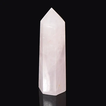 

New 40-90mm Natural Rock Stone Rose Pink Quartz Crystal Wand Point Healing Mineral Stones Collection DIY Home Decoration Crafts
