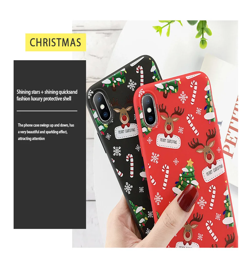 Lovebay мультфильм чехол для телефона с рождественским рисунком для iPhone 11 7 8 6 6S Plus 5 5S SE мягкий Рождественский подарок чехол s для iPhone XR X Xs 11Pro Max