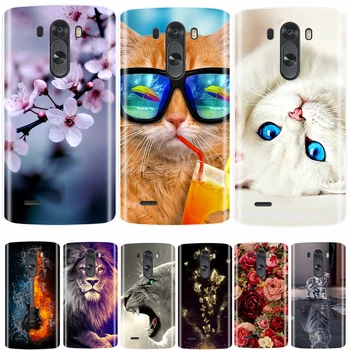 

Phone Case For LG G3 Soft Silicone TPU Cute Cat Flower Painted Back Cover For LG G3 D850 D851 D855 Case