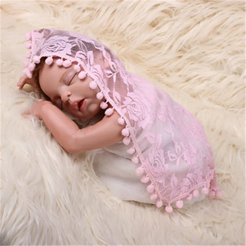 Реквизит для фотосессии новорожденных, стеганое одеяло для малышей, растягивающийся кружевной шарф с кисточками, аксессуары для фотографирования новорожденных 45*45 см