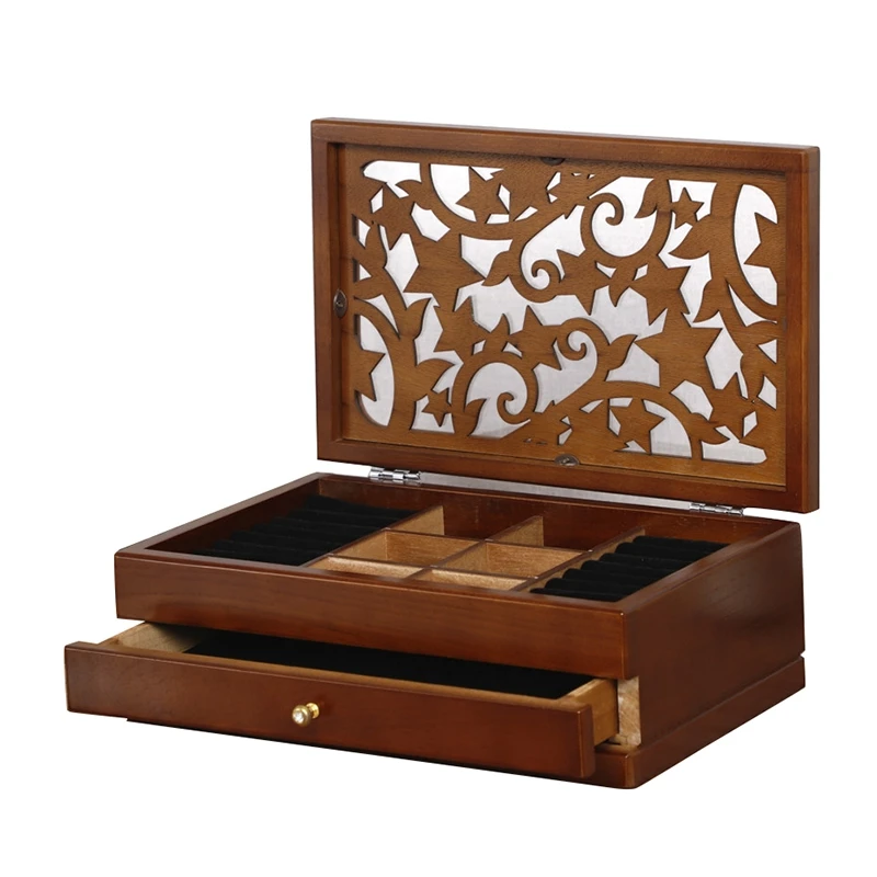 

Two Layer Organizer Wood Jewelry Boxes Storage Box Wood Stars European Wooden Jewelry Box Special Offer Desk Organizer