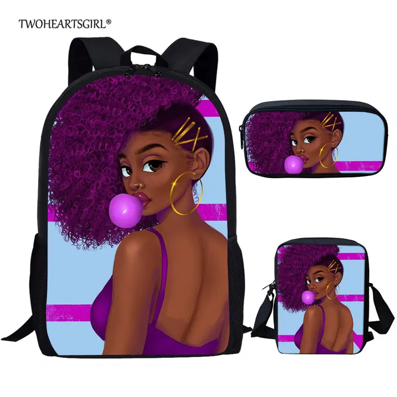 Z5129CEK Twoheartsgirl Африканский Американский девочка Детский рюкзак для подростков девочек Школьный рюкзак набор женщин рюкзак школьные сумки - Цвет: Z5129CEK