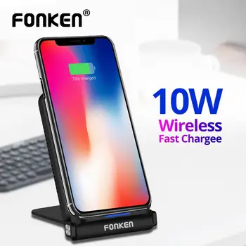 

FONKEN USB Wireless Charger Stand Foldable wireless Desk Charging Pad Qi Fast Charging Station Quick Charge Dock Phone Holder