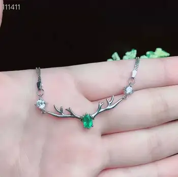 

Natural Emerald Necklace fashionable gem quality 925 silver 4x6mm